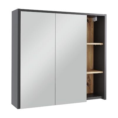 Vicco Badspiegelschrank Viola, Grau/Artisan, 80 x 75 cm mit offenen Regalen, zur Wandmontage mit integriertem Spiegel und Ablageflächen Vicco Badspiegelschrank Viola, Grau/Artisan, 80 x 75 cm mit offenen Regalen, zur Wandmontage mit integriertem Spiegel und Ablageflächen