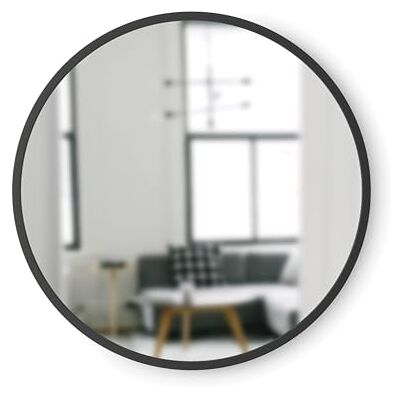 Umbra Hub runder Wandspiegel mit Gummirahmen, moderner Stil für Badezimmer, Eingangsbereich, Wohnzimmer und mehr, 46 cm, Schwarz Umbra Hub runder Wandspiegel mit Gummirahmen, moderner Stil für Badezimmer, Eingangsbereich, Wohnzimmer und mehr, 46 cm, Schwarz