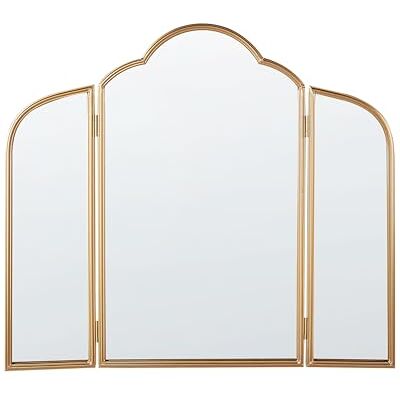 Beliani Faltbare Tischspiegel mit Zwei Flügeln Faltbare Make-up-Spiegel 87 x 77 cm Gold Savilly Beliani Faltbare Tischspiegel mit Zwei Flügeln Faltbare Make-up-Spiegel 87 x 77 cm Gold Savilly