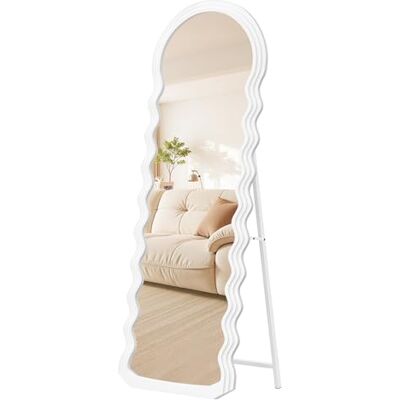 SONGMICS Ganzkörperspiegel, 160 x 50 cm, wellenförmiges Design Standspiegel, freistehend, mit Ständer, MDF-Rahmen, wolkenweiß, AILEAS Kollektion LFM027W01 SONGMICS Ganzkörperspiegel, 160 x 50 cm, wellenförmiges Design Standspiegel, freistehend, mit Ständer, MDF-Rahmen, wolkenweiß, AILEAS Kollektion LFM027W01