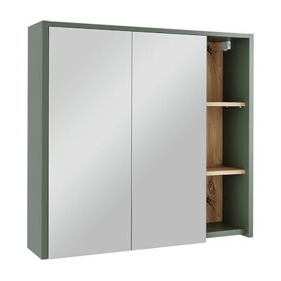 Vicco Badspiegelschrank Viola, Grün/Artisan, 80 x 75 cm mit offenen Regalen, zur Wandmontage mit integriertem Spiegel und Ablageflächen Vicco Badspiegelschrank Viola, Grün/Artisan, 80 x 75 cm mit offenen Regalen, zur Wandmontage mit integriertem Spiegel und Ablageflächen
