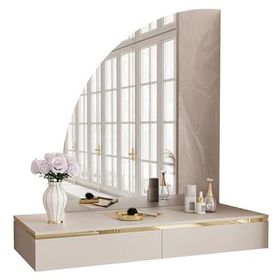 Lookway Schminktisch Aurora-Q Kaschmir matt, hängend mit LED Spiegel – moderner Make-up Tisch zur Wandmontage, platzsparender Frisiertisch für Schlafzimmer (Spiegel Links) Lookway Schminktisch Aurora-Q Kaschmir matt, hängend mit LED Spiegel – moderner Make-up Tisch zur Wandmontage, platzsparender Frisiertisch für Schlafzimmer (Spiegel Links)