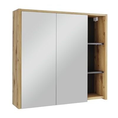 Vicco Badspiegelschrank Viola, Artisan/Grau, 80 x 75 cm mit offenen Regalen, zur Wandmontage mit integriertem Spiegel und Ablageflächen Vicco Badspiegelschrank Viola, Artisan/Grau, 80 x 75 cm mit offenen Regalen, zur Wandmontage mit integriertem Spiegel und Ablageflächen