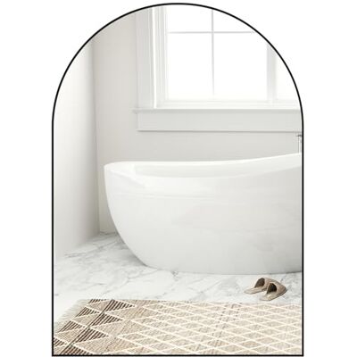 HOMCOM Bogen-Badezimmerspiegel Stahlrahmen dekorativ Wand 50x70cm Schwarz Wandspiegel, Schlafzimmer, Wohnzimmer, Eingangsbereich HOMCOM Bogen-Badezimmerspiegel Stahlrahmen dekorativ Wand 50x70cm Schwarz Wandspiegel, Schlafzimmer, Wohnzimmer, Eingangsbereich