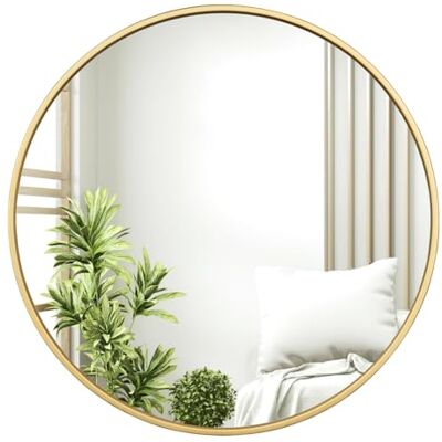 WOLTU Spiegel rund mit goldenem Rahmen, Runder Badezimmerspiegel φ 71 cm dekorativer Wandspiegel für Badezimmer Schlafzimmer Wohnzimmer Flur, moderner Schminkspiegel, Metallrahmen WOLTU Spiegel rund mit goldenem Rahmen, Runder Badezimmerspiegel φ 71 cm dekorativer Wandspiegel für Badezimmer Schlafzimmer Wohnzimmer Flur, moderner Schminkspiegel, Metallrahmen