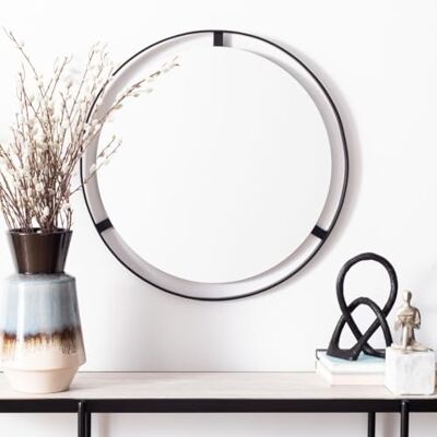 Safavieh Decorative Hanging Wall Mirror for Living Room, Bedroom, Hallway, in Matte Black, 68.58 X 66.04 X 7.62 Safavieh Decorative Hanging Wall Mirror for Living Room, Bedroom, Hallway, in Matte Black, 68.58 X 66.04 X 7.62