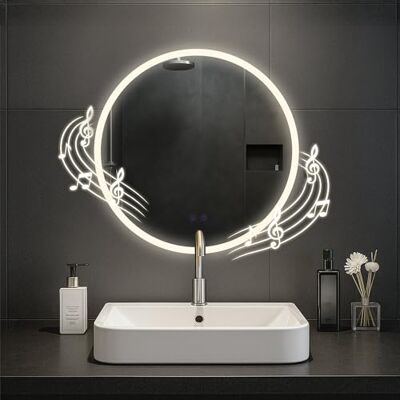 CLP Badspiegel Laconia mit Beleuchtung, Bluetooth-Lautsprecher, Anti-Beschlag Badezimmerspiegel, runder Wandspiegel LED dimmbar, 3 Licht-Modi Größe Ø 60 CLP Badspiegel Laconia mit Beleuchtung, Bluetooth-Lautsprecher, Anti-Beschlag Badezimmerspiegel, runder Wandspiegel LED dimmbar, 3 Licht-Modi Größe Ø 60