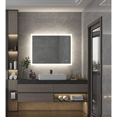 WELLTIME 70x60cm Rechteckiger Badezimmer Spiegel mit Touch LED WELLTIME 70x60cm Rechteckiger Badezimmer Spiegel mit Touch LED