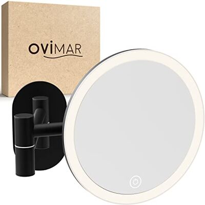 ovimar Kosmetikspiegel Leinoya mit Beleuchtung wiederaufladbar Wandmontage ohne Bohren im Badezimmer 5fach Vergrößerungsspiegel Schminkspiegel mit Licht 360 Grad ovimar Kosmetikspiegel Leinoya mit Beleuchtung wiederaufladbar Wandmontage ohne Bohren im Badezimmer 5fach Vergrößerungsspiegel Schminkspiegel mit Licht 360 Grad