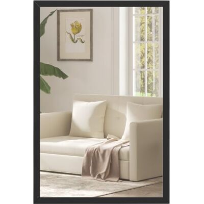 HOMCOM Wandspiegel Dekorativer Hängespiegel 40 x 60 cm Schwarz Rechteckig Spiegel, Badezimmerspiegel, für Schlafzimmer Badezimmer Wohnzimmer Flur HOMCOM Wandspiegel Dekorativer Hängespiegel 40 x 60 cm Schwarz Rechteckig Spiegel, Badezimmerspiegel, für Schlafzimmer Badezimmer Wohnzimmer Flur