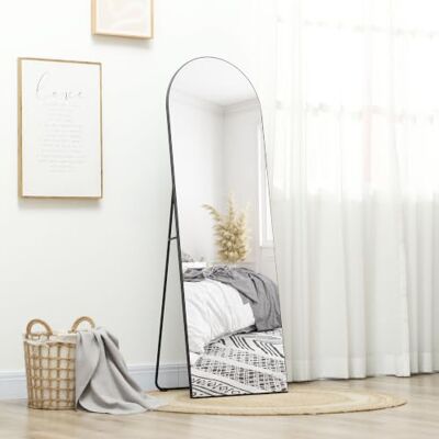 HOMCOM Ganzkörperspiegel 150 x 50 cm Wand- & Standspiegel Schwarz Bruchsicheres Glas, Gewölbt, Groß Spiegel, Bodenspiegel, Ankleidespiegel, Wohnzimmer, Schlafzimmer, Flur HOMCOM Ganzkörperspiegel 150 x 50 cm Wand- & Standspiegel Schwarz Bruchsicheres Glas, Gewölbt, Groß Spiegel, Bodenspiegel, Ankleidespiegel, Wohnzimmer, Schlafzimmer, Flur