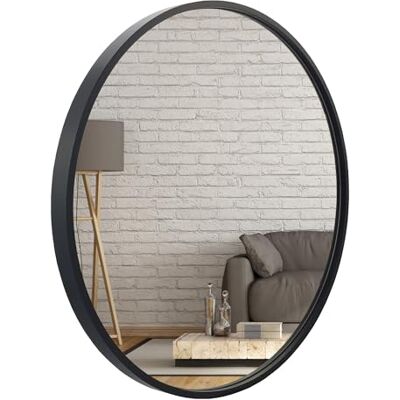 ART Wandspiegel Rund Spiegel 70 cm mit Schwarz eleganter Holzrahmen ART Wandspiegel Rund Spiegel 70 cm mit Schwarz eleganter Holzrahmen