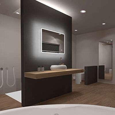 AURLANE Ulysse LED Badezimmerspiegel, rechteckig, selbstbeleuchtend, 80 x 70 cm AURLANE Ulysse LED Badezimmerspiegel, rechteckig, selbstbeleuchtend, 80 x 70 cm