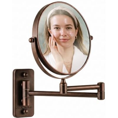 OVENTE MNLFW70ABZ1X7X Wandmontierter Make-up-Spiegel, 1-/7-fache Vergrößerung, doppelseitig, runder Schminkspiegel, 360° drehbares Design, ausziehbarer und klappbarer Arm, 17,8 cm, Antik-Bronze OVENTE MNLFW70ABZ1X7X Wandmontierter Make-up-Spiegel, 1-/7-fache Vergrößerung, doppelseitig, runder Schminkspiegel, 360° drehbares Design, ausziehbarer und klappbarer Arm, 17,8 cm, Antik-Bronze