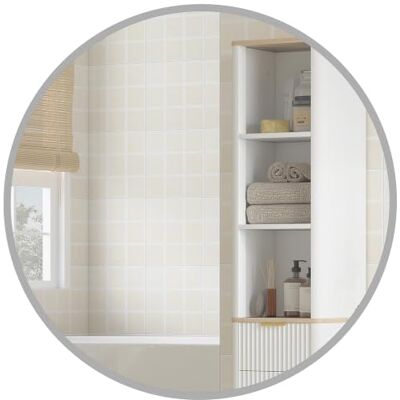 HOMCOM Wandspiegel Rund mit Aluminiumlegierungrahmen 61 x 61 cm Silber Badspiegel, Dekorative Spiegel, für Bad, Wohnzimmer, Schlafzimmer HOMCOM Wandspiegel Rund mit Aluminiumlegierungrahmen 61 x 61 cm Silber Badspiegel, Dekorative Spiegel, für Bad, Wohnzimmer, Schlafzimmer