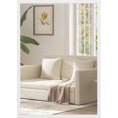 HOMCOM Wandspiegel Dekorativer Hängespiegel 50 x 70 cm Weiß Rechteckig Spiegel, Badezimmerspiegel, für Schlafzimmer Badezimmer Wohnzimmer Flur HOMCOM Wandspiegel Dekorativer Hängespiegel 50 x 70 cm Weiß Rechteckig Spiegel, Badezimmerspiegel, für Schlafzimmer Badezimmer Wohnzimmer Flur