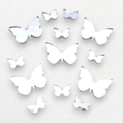 Super Acrylspiegel, Schmetterling, 5 x 6 cm und 5 x 4 cm, 10 Stück Super Acrylspiegel, Schmetterling, 5 x 6 cm und 5 x 4 cm, 10 Stück