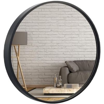 ART Wandspiegel Rund Spiegel 60 cm mit Schwarz eleganter Holzrahmen Badezimmerspiegel ART Wandspiegel Rund Spiegel 60 cm mit Schwarz eleganter Holzrahmen Badezimmerspiegel