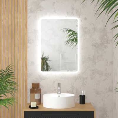 AURLANE Badezimmerspiegel mit LED-Beleuchtung – 50 x 70 cm – GO LED AURLANE Badezimmerspiegel mit LED-Beleuchtung – 50 x 70 cm – GO LED