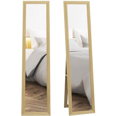 HOMCOM Ganzkörperspiegel Standspiegel Rahmen Holzoptik, 37 x 157 cm Eiche Rechteckig, Wandspiegel zum Stehen, zum Anlehnen, Groß Spiegel, Für Flur Wohnzimmer Schlafzimmer HOMCOM Ganzkörperspiegel Standspiegel Rahmen Holzoptik, 37 x 157 cm Eiche Rechteckig, Wandspiegel zum Stehen, zum Anlehnen, Groß Spiegel, Für Flur Wohnzimmer Schlafzimmer
