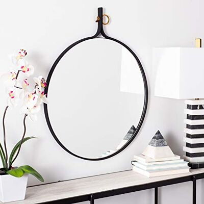 Safavieh Decorative Hanging Wall Mirror for Living Room, Bedroom, Hallway, in Matte Black, 73.66 X 71.12 X 7.62 Safavieh Decorative Hanging Wall Mirror for Living Room, Bedroom, Hallway, in Matte Black, 73.66 X 71.12 X 7.62