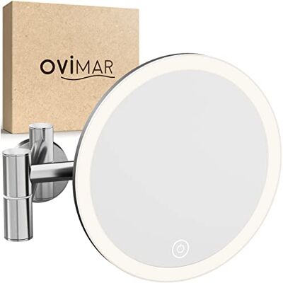 ovimar Kosmetikspiegel Vorupor Silber mit Beleuchtung wiederaufladbar Wandmontage zum Bohren im Badezimmer 5fach Vergrößerungsspiegel Schminkspiegel mit Licht 360 Grad ovimar Kosmetikspiegel Vorupor Silber mit Beleuchtung wiederaufladbar Wandmontage zum Bohren im Badezimmer 5fach Vergrößerungsspiegel Schminkspiegel mit Licht 360 Grad