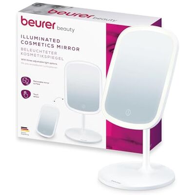 Beurer BS 47 Kosmetikspiegel, Schminkspiegel mit Beleuchtung in 3 Lichtfarben, mit Magnethalterung, 360grad drehbar, abnehmbare Spiegelfläche, praktischer Badspiegel mit Ablagefläche, wiederaufladbar Beurer BS 47 Kosmetikspiegel, Schminkspiegel mit Beleuchtung in 3 Lichtfarben, mit Magnethalterung, 360grad drehbar, abnehmbare Spiegelfläche, praktischer Badspiegel mit Ablagefläche, wiederaufladbar