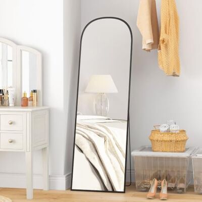 HOMCOM Ganzkörperspiegel 170 x 50 cm Gewölbter Standspiegel Schwarz Bruchsichere Hartglas, Alurahmen, Wandspiegel zum Anlehnen, Stehen, für Wohnzimmer Schlafzimmer Flur HOMCOM Ganzkörperspiegel 170 x 50 cm Gewölbter Standspiegel Schwarz Bruchsichere Hartglas, Alurahmen, Wandspiegel zum Anlehnen, Stehen, für Wohnzimmer Schlafzimmer Flur