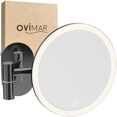 ovimar Kosmetikspiegel Ringstind Gunmetal mit Beleuchtung wiederaufladbar Wandmontage ohne Bohren im Badezimmer 5fach Vergrößerungsspiegel Schminkspiegel mit Licht 360 Grad Spiegel ovimar Kosmetikspiegel Ringstind Gunmetal mit Beleuchtung wiederaufladbar Wandmontage ohne Bohren im Badezimmer 5fach Vergrößerungsspiegel Schminkspiegel mit Licht 360 Grad Spiegel
