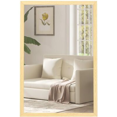 HOMCOM Wandspiegel Dekorativer Hängespiegel 40 x 60 cm Natur Rechteckig Spiegel, Badezimmerspiegel, für Schlafzimmer Badezimmer Wohnzimmer Flur HOMCOM Wandspiegel Dekorativer Hängespiegel 40 x 60 cm Natur Rechteckig Spiegel, Badezimmerspiegel, für Schlafzimmer Badezimmer Wohnzimmer Flur
