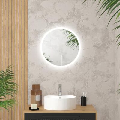 AURLANE Badezimmerspiegel, rund, mit LED-Beleuchtung, Durchmesser 50 cm, GO LED AURLANE Badezimmerspiegel, rund, mit LED-Beleuchtung, Durchmesser 50 cm, GO LED