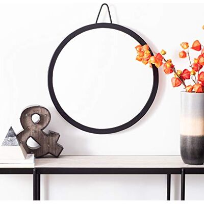 Safavieh Decorative Hanging Wall Mirror for Living Room, Bedroom, Hallway, in Matte Black, 63.5 X 60.96 X 10.16 Safavieh Decorative Hanging Wall Mirror for Living Room, Bedroom, Hallway, in Matte Black, 63.5 X 60.96 X 10.16