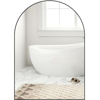 HOMCOM Bogen-Badezimmerspiegel Stahlrahmen dekorativ Wand 50x70cm Schwarz Wandspiegel, Schlafzimmer, Wohnzimmer, Eingangsbereich HOMCOM Bogen-Badezimmerspiegel Stahlrahmen dekorativ Wand 50x70cm Schwarz Wandspiegel, Schlafzimmer, Wohnzimmer, Eingangsbereich