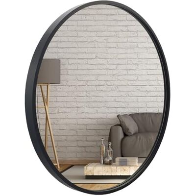 ART Wandspiegel Rund Spiegel 80 cm mit Schwarz eleganter Holzrahmen ART Wandspiegel Rund Spiegel 80 cm mit Schwarz eleganter Holzrahmen