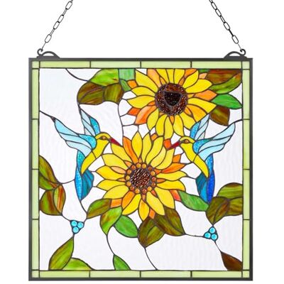 VEVOR Buntglasfensterpaneel (502 x 520 mm) hängendes Buntglas mit Kette, Buntglas im Tiffany-Stil zum Aufhängen, traditionelles rechteckiges Vintage-Kunsthandwerk Fensterdekor für Küche & Kirchen VEVOR Buntglasfensterpaneel (502 x 520 mm) hängendes Buntglas mit Kette, Buntglas im Tiffany-Stil zum Aufhängen, traditionelles rechteckiges Vintage-Kunsthandwerk Fensterdekor für Küche & Kirchen