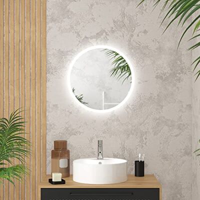 AURLANE Badezimmerspiegel, rund, mit LED-Beleuchtung, Durchmesser 50 cm, GO LED AURLANE Badezimmerspiegel, rund, mit LED-Beleuchtung, Durchmesser 50 cm, GO LED