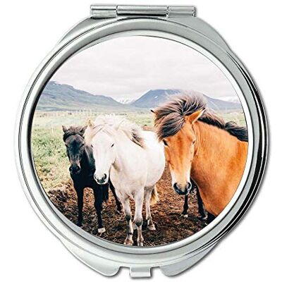 YENDOSTEEN Spiegel, Compact Mirror, Tiere Bauernhof Pferde, Taschenspiegel, tragbare Spiegel YENDOSTEEN Spiegel, Compact Mirror, Tiere Bauernhof Pferde, Taschenspiegel, tragbare Spiegel
