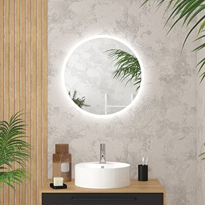 AURLANE Runder Badezimmerspiegel mit LED-Beleuchtung – Durchmesser 60 cm – GO LED AURLANE Runder Badezimmerspiegel mit LED-Beleuchtung – Durchmesser 60 cm – GO LED