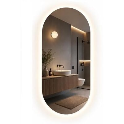 ART Wandspiegel Badspiegel Oval 100x40 cm mit LED Beleuchtung Lichtfarbe Warm 3600K, IP44 Spiegel Groß Mirror Ganzkörperspiegel Bad Wand Spiegel ART Wandspiegel Badspiegel Oval 100x40 cm mit LED Beleuchtung Lichtfarbe Warm 3600K, IP44 Spiegel Groß Mirror Ganzkörperspiegel Bad Wand Spiegel