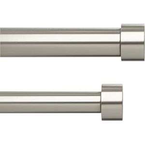 Umbra Cappa Doppel-Gardinenstange, Ausziehbare Teleskop-Vorhangstange, Set beinhaltet 2 Gardinenstangen, Wandhalter, Befestigungsmaterial und Endstücke, 91-168 cm, D25mm, Nickel Umbra Cappa Doppel-Gardinenstange, Ausziehbare Teleskop-Vorhangstange, Set beinhaltet 2 Gardinenstangen, Wandhalter, Befestigungsmaterial und Endstücke, 91-168 cm, D25mm, Nickel