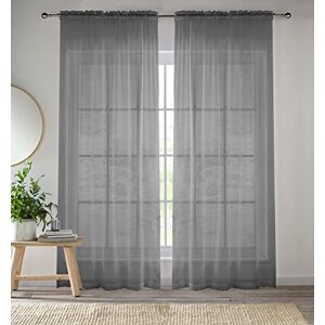 Enhanced Living Voile-Vorhänge für Wohnzimmer, einfarbig, gewebt, mit Schlitzen, 145 x 122 cm, Grau, 145 x 122 cm Enhanced Living Voile-Vorhänge für Wohnzimmer, einfarbig, gewebt, mit Schlitzen, 145 x 122 cm, Grau, 145 x 122 cm