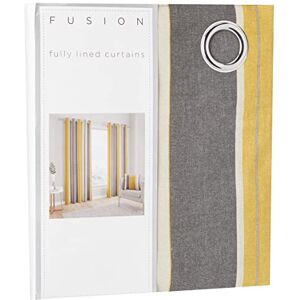 Fusion Whitworth Stripe Vorhänge mit Ösen, gestreift, 100% Baumwolle, 117 x 137 cm, 1 Paar Übergardinen, Ockerfarben, Ocker Fusion Whitworth Stripe Vorhänge mit Ösen, gestreift, 100% Baumwolle, 117 x 137 cm, 1 Paar Übergardinen, Ockerfarben, Ocker