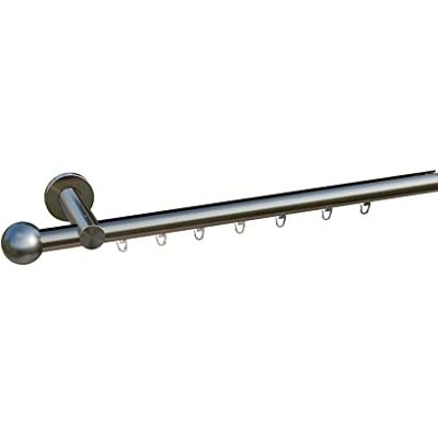 tilldekor Innenlauf Gardinenstange nach Maß, Formentor 1-läufig, edelstahl-optik, 20mm Durchmesser, auf Maß gefertigt, 130 cm, inkl. Trägern,Endstücken und Gleitern tilldekor Innenlauf Gardinenstange nach Maß, Formentor 1-läufig, edelstahl-optik, 20mm Durchmesser, auf Maß gefertigt, 130 cm, inkl. Trägern,Endstücken und Gleitern