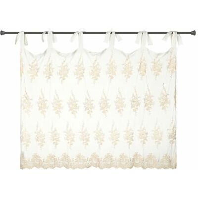 Loberon Scheibengardine Velarion, Creme Florale Stickereien, Durchsichtige Netzstruktur, Bindebänder aus Leinen Loberon Scheibengardine Velarion, Creme Florale Stickereien, Durchsichtige Netzstruktur, Bindebänder aus Leinen