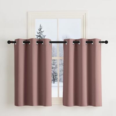 NICETOWN Kurze Gardinen Blickdicht für Küche Thermovorhang Kälteschutz Altrosa, H90 x B107 cm, 2er Set, Gardinen mit ösen, Scheibengardinen Modern, Wärmeschutzvorhang, Bathroom Curtain, für Küche NICETOWN Kurze Gardinen Blickdicht für Küche Thermovorhang Kälteschutz Altrosa, H90 x B107 cm, 2er Set, Gardinen mit ösen, Scheibengardinen Modern, Wärmeschutzvorhang, Bathroom Curtain, für Küche