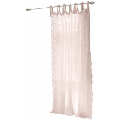 Loberon Gardine Esmera, rosa Natürliches Leinengewebe, Mit zarter Broderie Anglaise-Spitze, Romantischer Vintage-Look Loberon Gardine Esmera, rosa Natürliches Leinengewebe, Mit zarter Broderie Anglaise-Spitze, Romantischer Vintage-Look