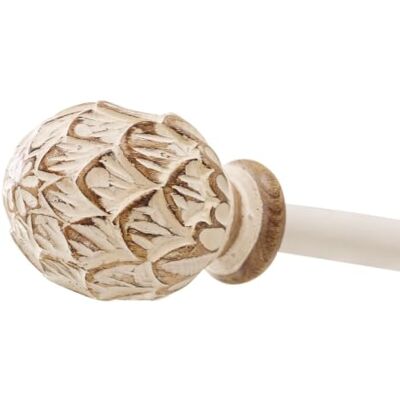 Loberon Gardinenstange Keene, Creme/braun inkl. 12 Gardinenringen, Ausziehbar, Handgearbeitete Knäufe, Teleskopstange, Vorhangstange, Eisen, Mangoholz Loberon Gardinenstange Keene, Creme/braun inkl. 12 Gardinenringen, Ausziehbar, Handgearbeitete Knäufe, Teleskopstange, Vorhangstange, Eisen, Mangoholz