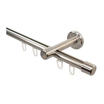 iso-design Gardinenstange Innenlauf 1-läufig 16 mm Durchmesser Farbe Edelstahl Wandmontage Innenlaufstange aus Metall Wandabstand 7 cm, Endstück Kappe, 280 cm (2 x 140 cm) iso-design Gardinenstange Innenlauf 1-läufig 16 mm Durchmesser Farbe Edelstahl Wandmontage Innenlaufstange aus Metall Wandabstand 7 cm, Endstück Kappe, 280 cm (2 x 140 cm)