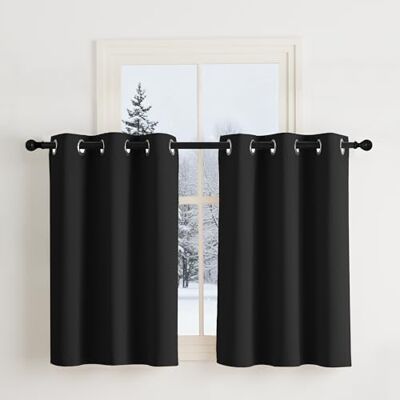 NICETOWN Verdunklungsvorhänge Kurz Gardinen mit Ösen Vorhang gegen Kälte H90 x B107 cm, 2er Set, Kurze Verdunklungsvorhänge, Wärmeschutz Vorhang Innen, Scheibengardine Küche, Moderne Gardinen NICETOWN Verdunklungsvorhänge Kurz Gardinen mit Ösen Vorhang gegen Kälte H90 x B107 cm, 2er Set, Kurze Verdunklungsvorhänge, Wärmeschutz Vorhang Innen, Scheibengardine Küche, Moderne Gardinen