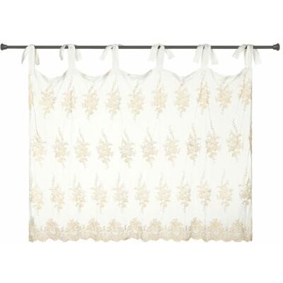 Loberon Scheibengardine Velarion, Creme Florale Stickereien Durchsichtige Netzstruktur Dekorative Bindebänder Romantischer Look Sichtschutz Loberon Scheibengardine Velarion, Creme Florale Stickereien Durchsichtige Netzstruktur Dekorative Bindebänder Romantischer Look Sichtschutz